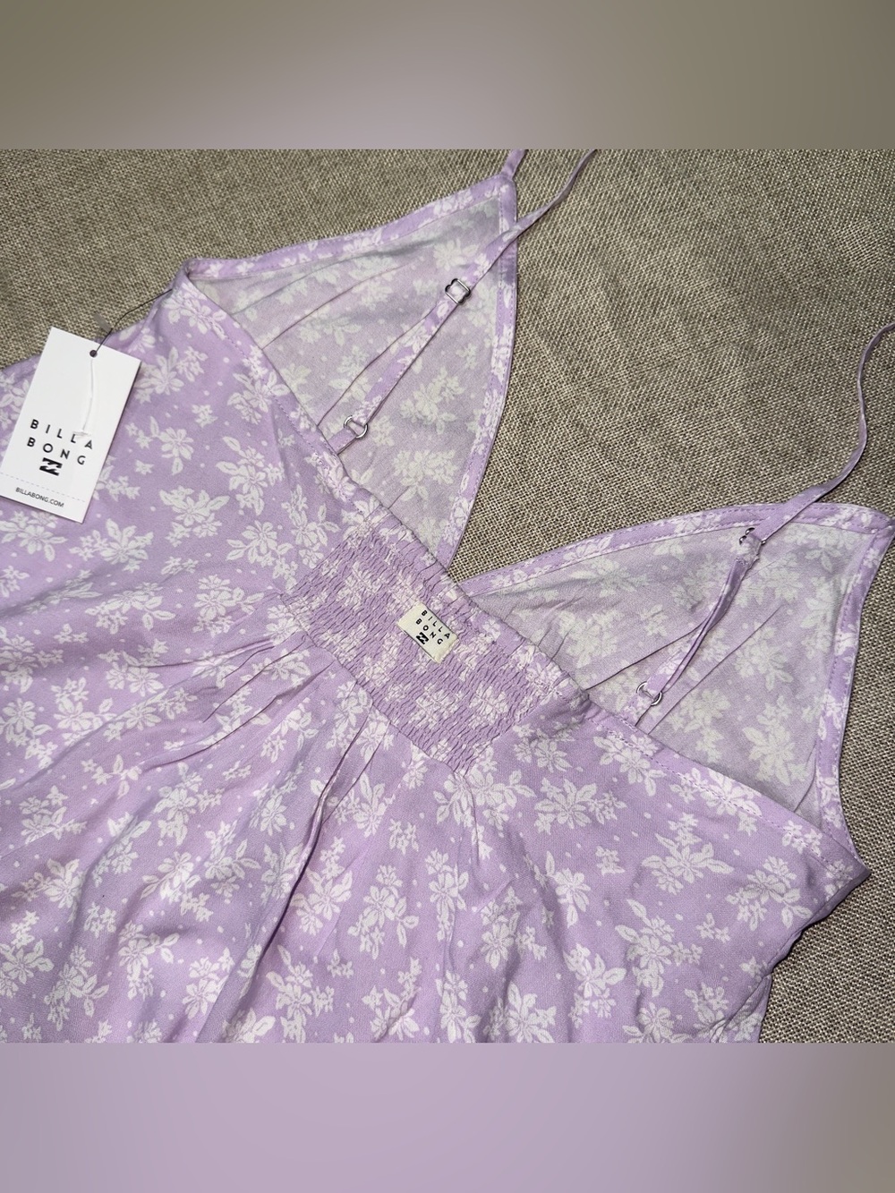 Billabong Carefree Cami Lavender Floral Tank Top Size M - Picture 6 of 10